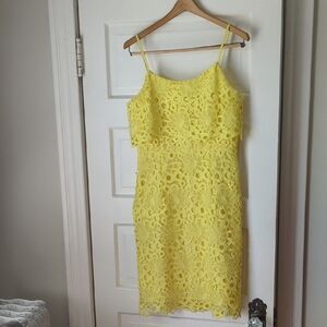 Nanette Lepore Bright Yellow Lace Spaghetti-Strap Mini Dress